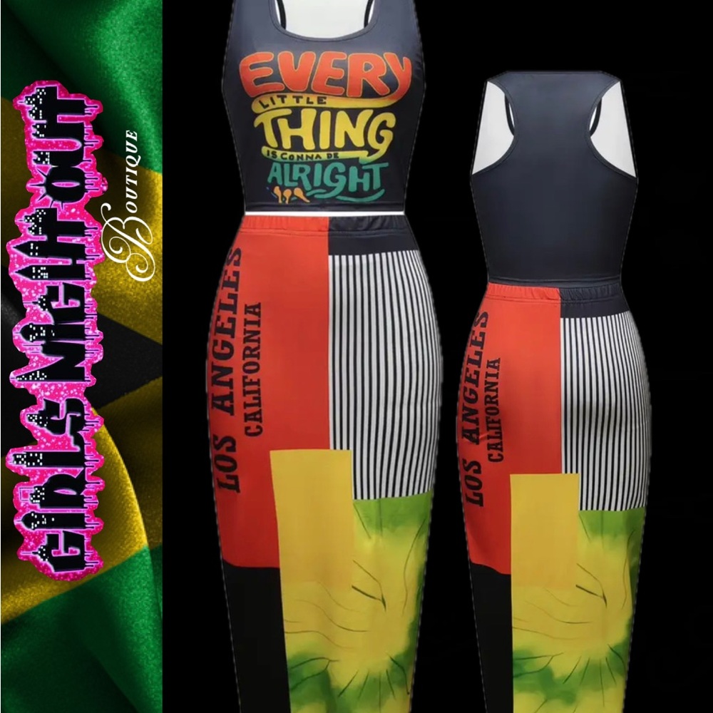 Graphic Two-Piece Crop Tank & Maxi Skirt Set